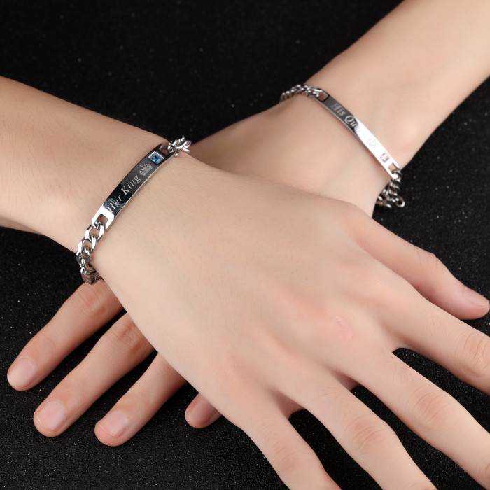 Wholesale Stainless Steel Bracelet Her King His Queen Matching Bracelet