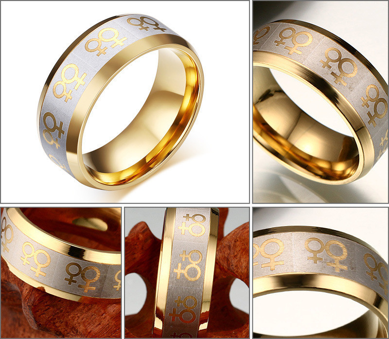 Wholesale Stainless Steel Double Female Symbols Rings