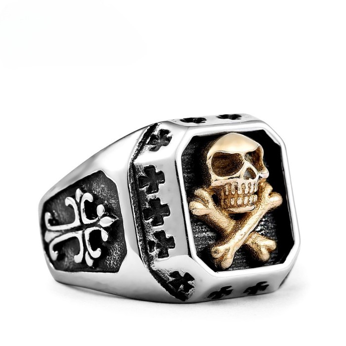 Wholesale Stainless Steel New Gold Skull Rings