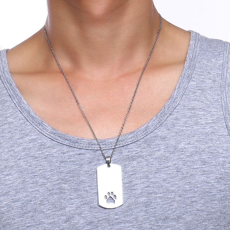 Wholesale Stainless Steel Hollow Paw Print Dog Tag