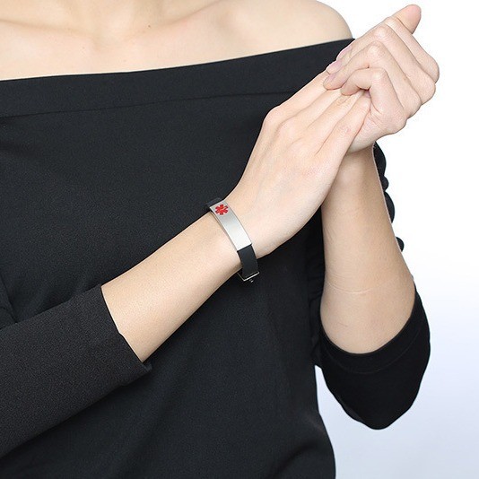 Wholesale Stainless Steel ID Rubber Medical Bracelet Bands