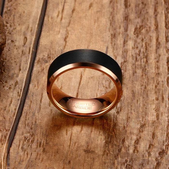 Wholesale Rose Gold and Black Tungsten Wedding Bands