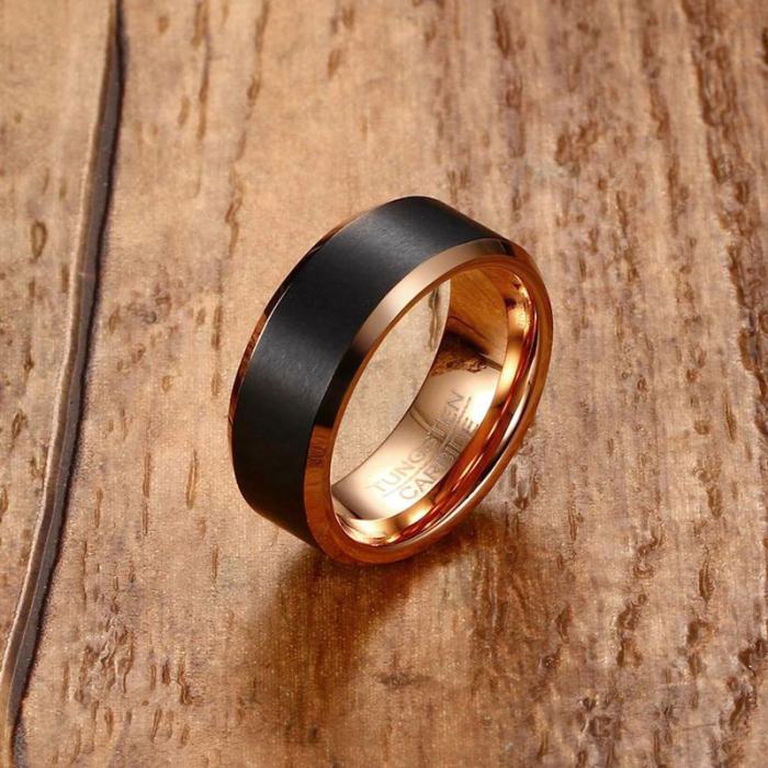 Wholesale Rose Gold and Black Tungsten Wedding Bands