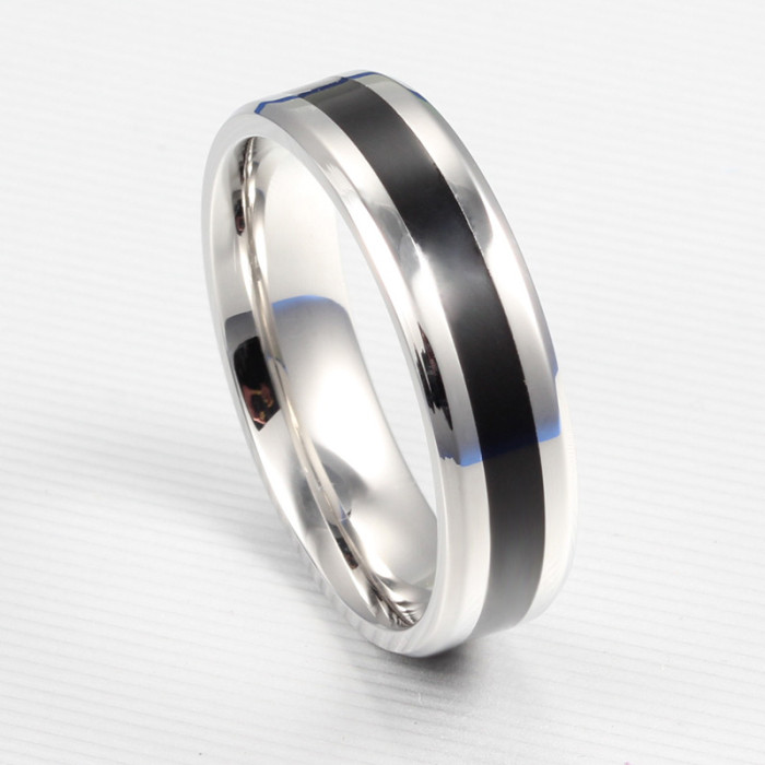 Wholesale Stainless Steel Black Center Wedding Bands