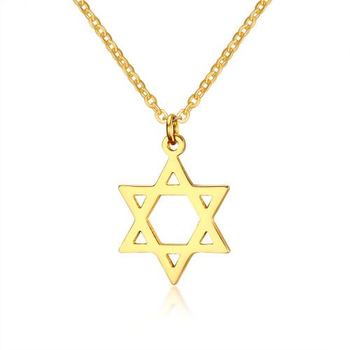 Wholesale Stainless Steel Women Six point Star Pendant Necklace