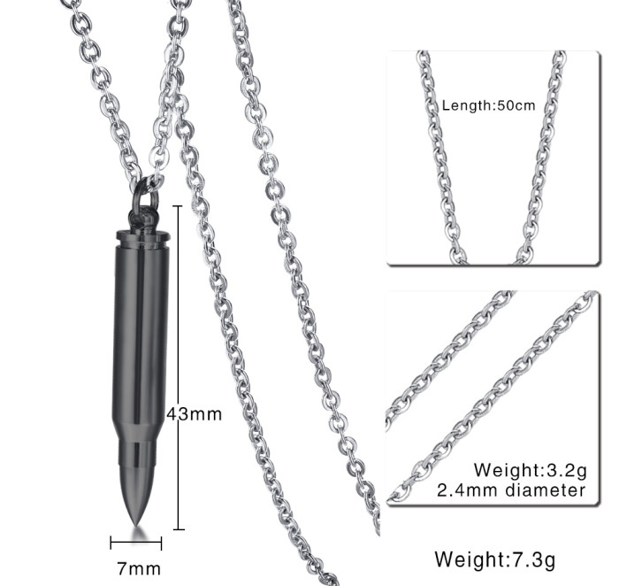 Wholesale Stainless Steel Bullet Ashes Pendant