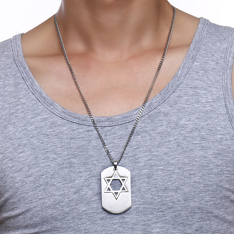 Wholesale Stainless Steel Inlaid Star Dog Tag Pendant
