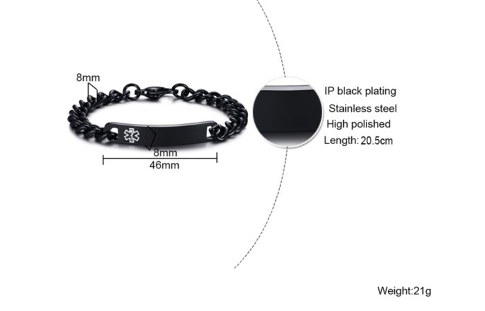 Wholesale Stainless Medical Alert Bracelet with ID Tag