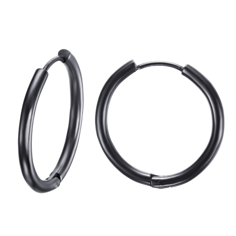 Wholesale Black Stainless Steel Hoop Earrings