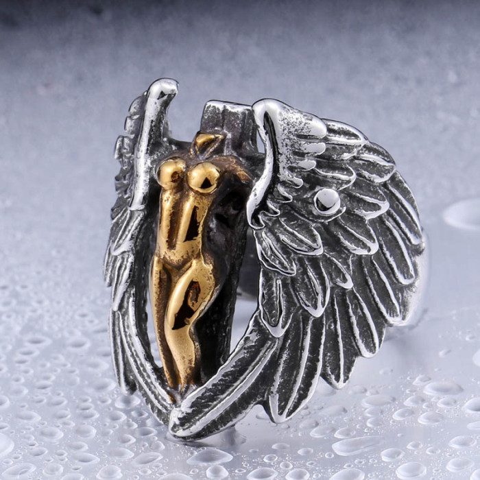 Wholesale Stainless Steel Wing Angel Ring