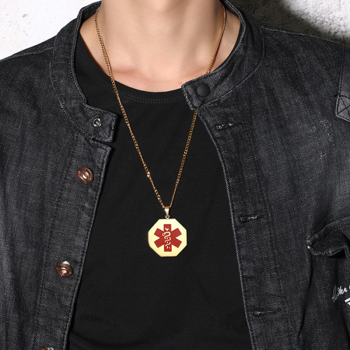 Wholesale Stainless Steel Octagon Medical ID Pendant