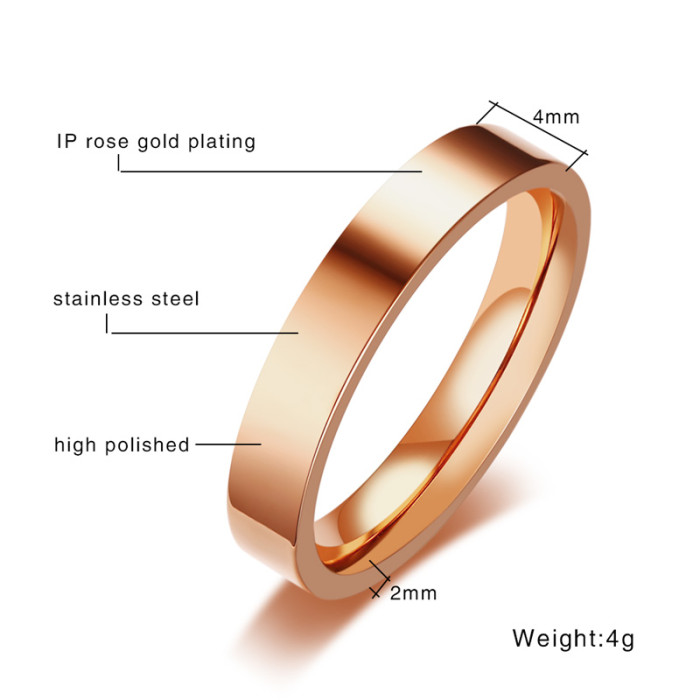 Wholesale Stainless Steel 4MM Wedding Bands for Her