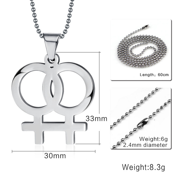 Wholesale Stainless Steel Double Femal Symbol Pendant
