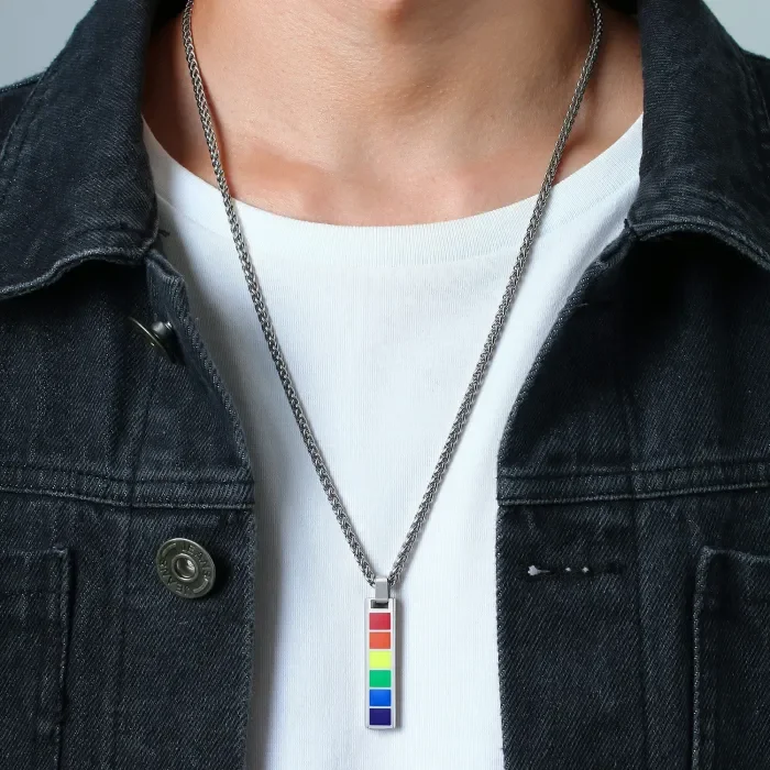 Wholesale Stainless Steel Rainbow Bar Pendant