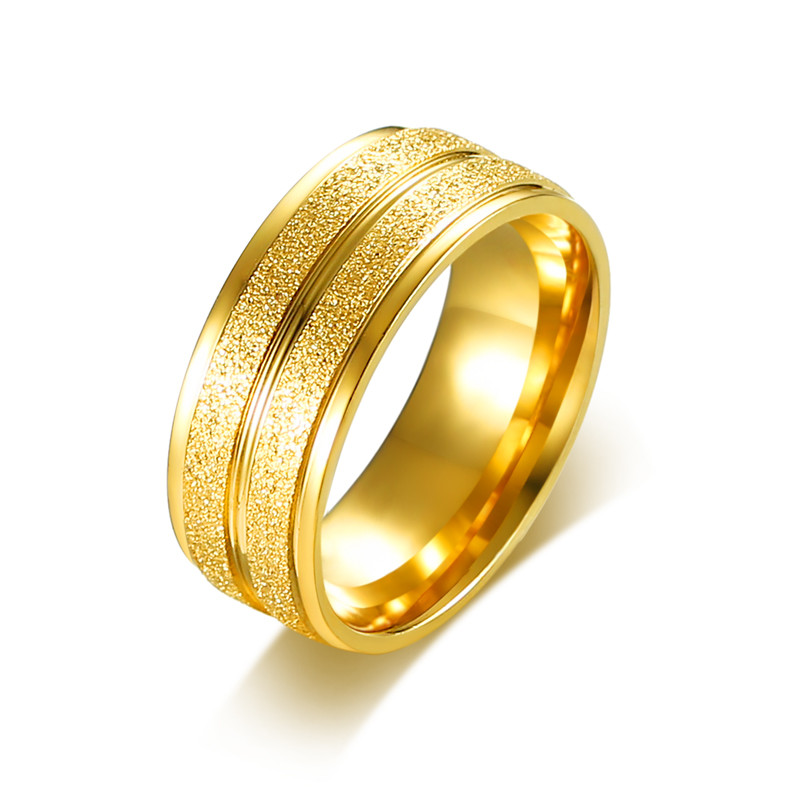 Wholesale Stainless Steel Sandblasted Groove Wedding Ring