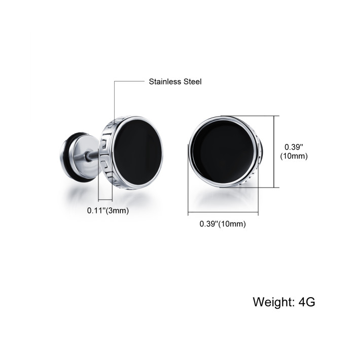 Wholesale Stainless Steel Black Onyx Stud Earrings