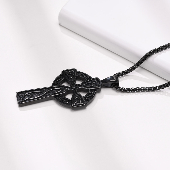 Wholesale Stainless Steel Irish Celtic Cross Triquetra Knot Pendant