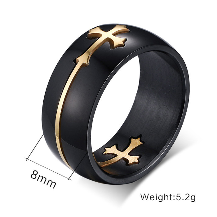 Wholesale Stainless Steel 2-Tone Cross Ring