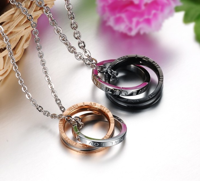Wholesale Stainless Steel Matching Interlocking Rings Pendant