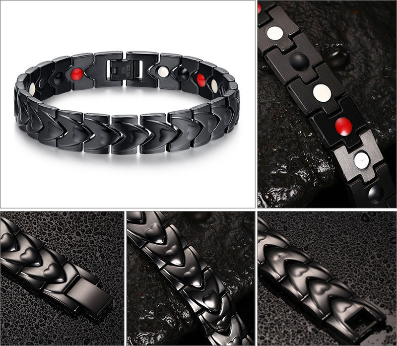 Wholesale Stainless Steel Black Magnetic Health Bracelets