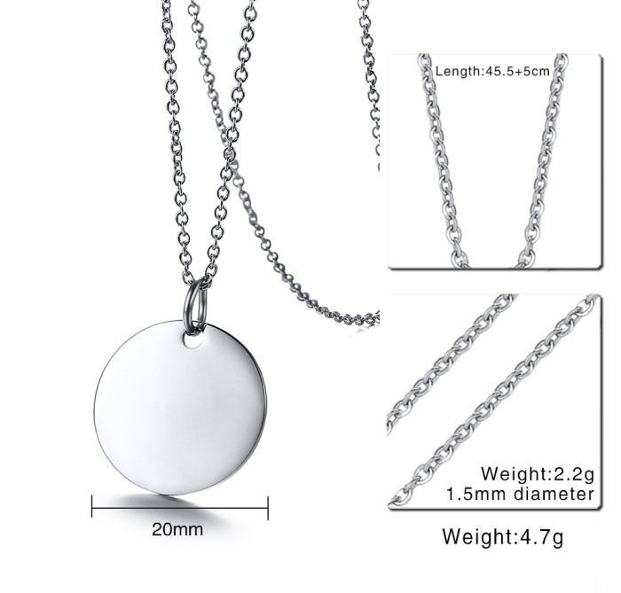 Wholesale Stainless Steel Womens Blank Circle Necklace