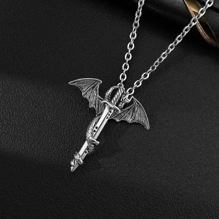 Wholesale Mens Steel Pterosaur Catch Sword Necklace