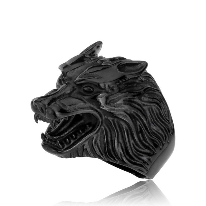Wholesale Stainless Steel Wolf Head Biker Ring Jewelry