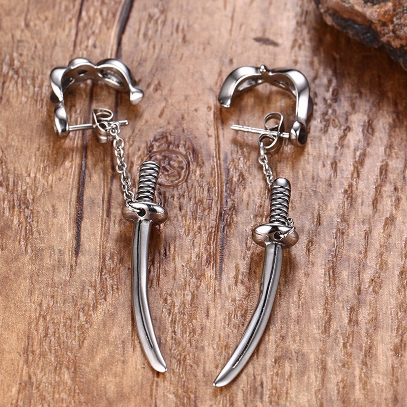 Wholesale Stainless Steel Japanese Katana Sword Stud Earring