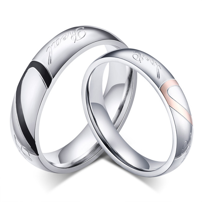 Wholesale Stainless Steel Heart Match Wedding Ring