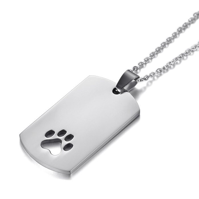 Wholesale Stainless Steel Hollow Paw Print Dog Tag