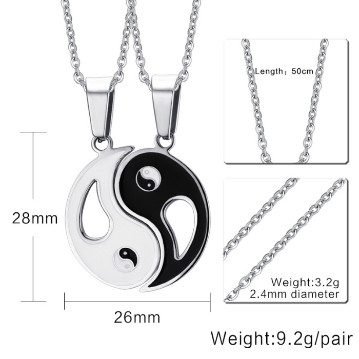 Wholesale Stainless Steel Yin Yang Puzzle Couple Pendant
