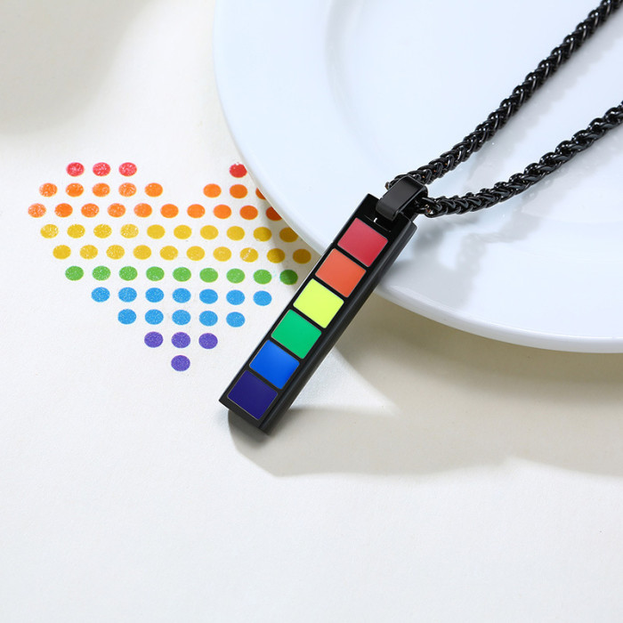 Wholesale Stainless Steel Rainbow Bar Pendant