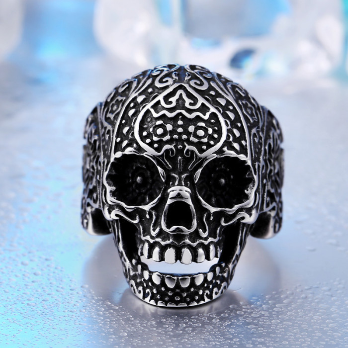 Wholesale Stainlss Steel Big Biker Jewelry Skull Ring