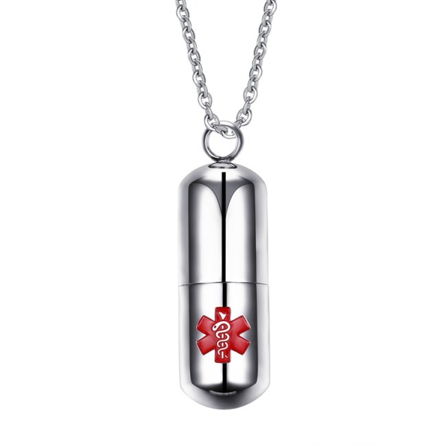 Wholesale Stainless Steel Medical Alert Capsule Pendant