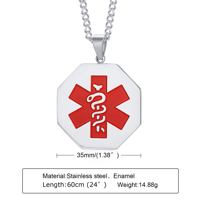 Wholesale Stainless Steel Octagon Medical ID Pendant