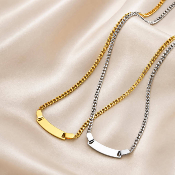 Wholesale Stainless Steel Curved Bar Necklace