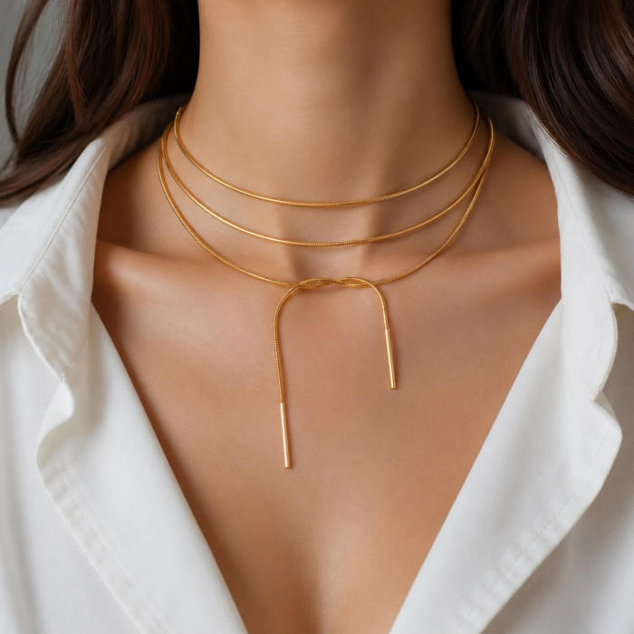 Wholesale Stainless Steel Long Multi-Way Chain Necklace