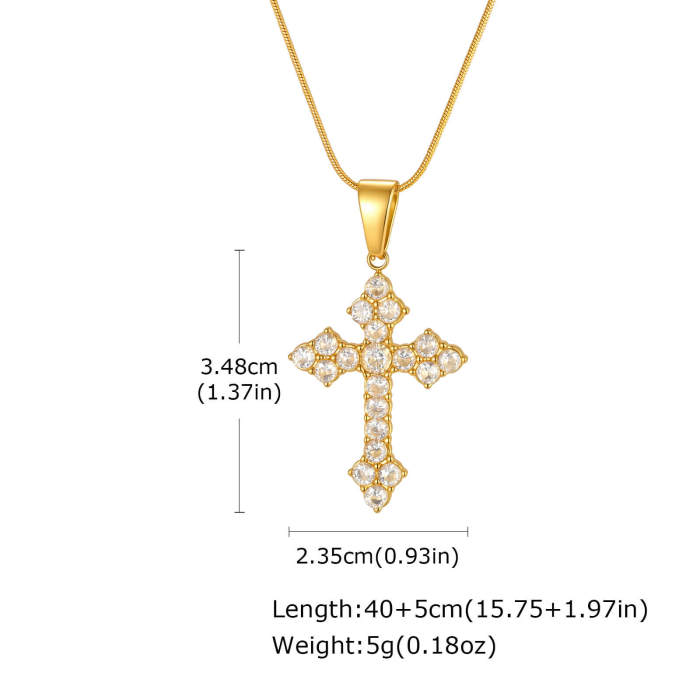 Wholesale Gold CZ Cross Pendant with Optional Chain