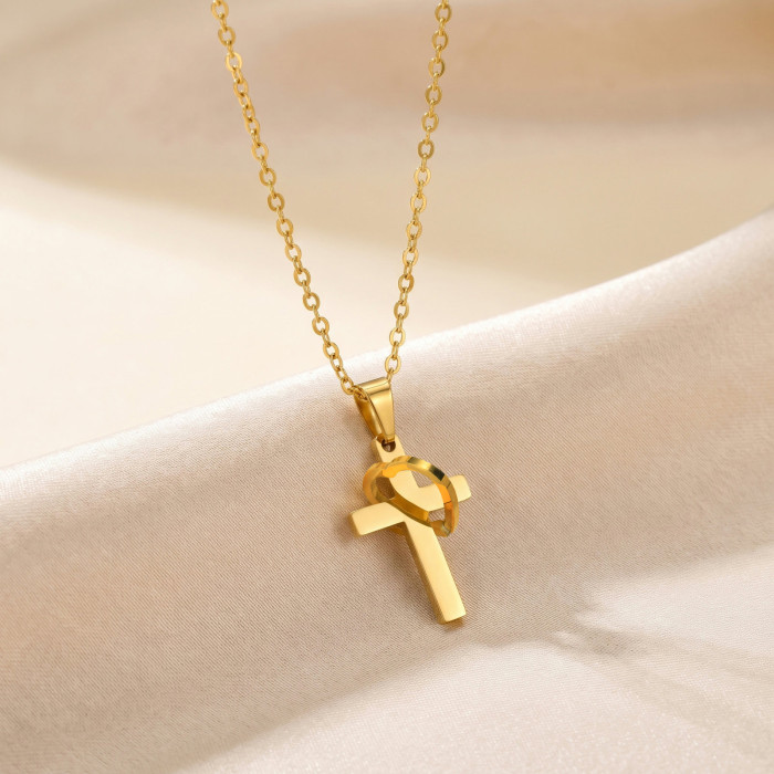 Wholesale Stainless Steel Heart Cross Pendant Necklace