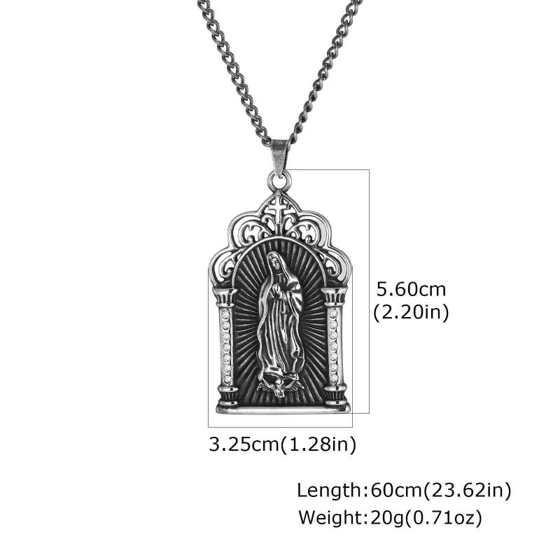 Wholesale Stainless Steel Antique Virgin Mary Pendant Necklace