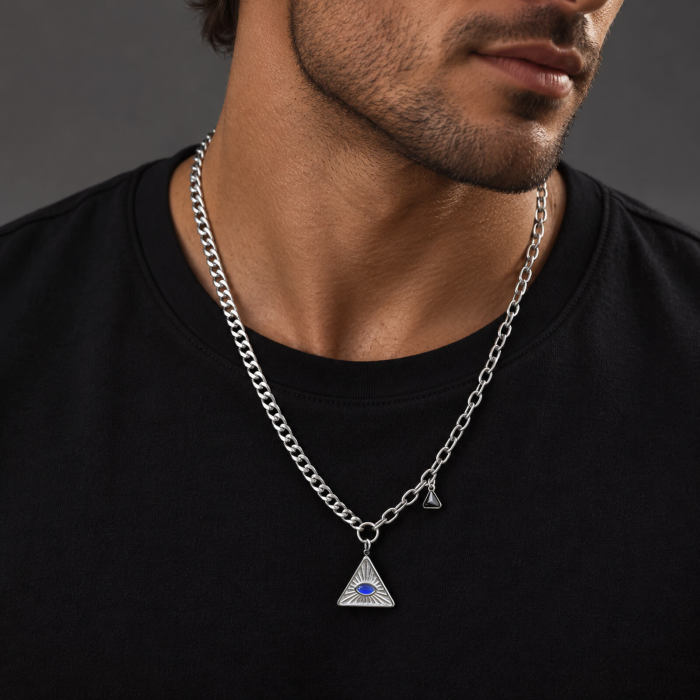 Wholesale Stainless Steel Triangle Eye Pendant Necklace