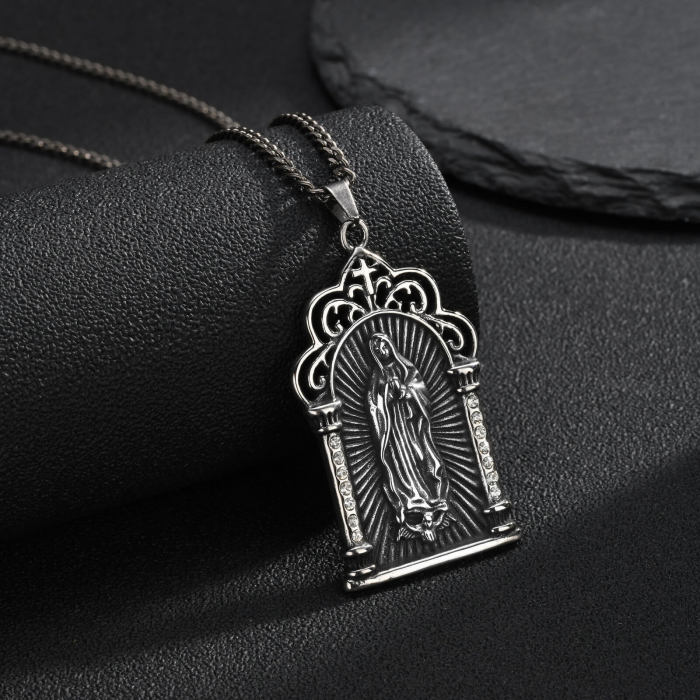 Wholesale Stainless Steel Antique Virgin Mary Pendant Necklace