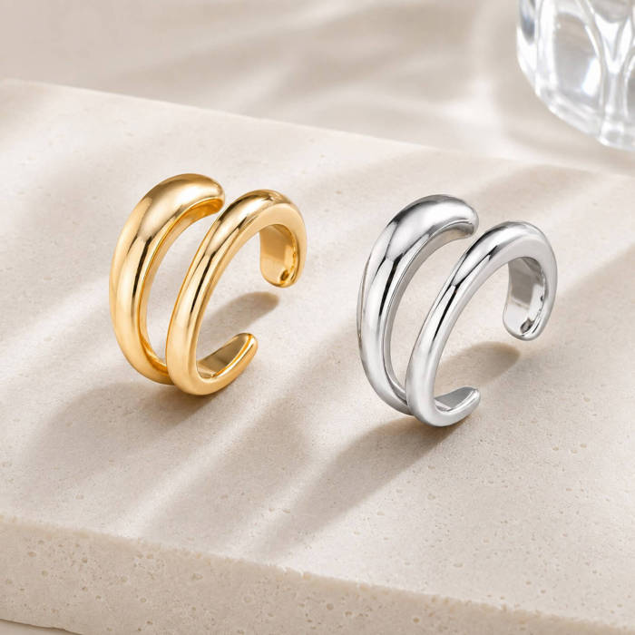 Wholesale Stainless Steel Double Band Ear Cuff Earrings