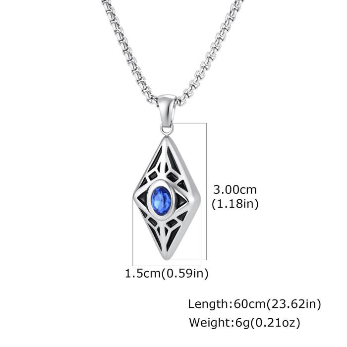 Wholesale Stainless Steel Geometric Blue CZ Pendant
