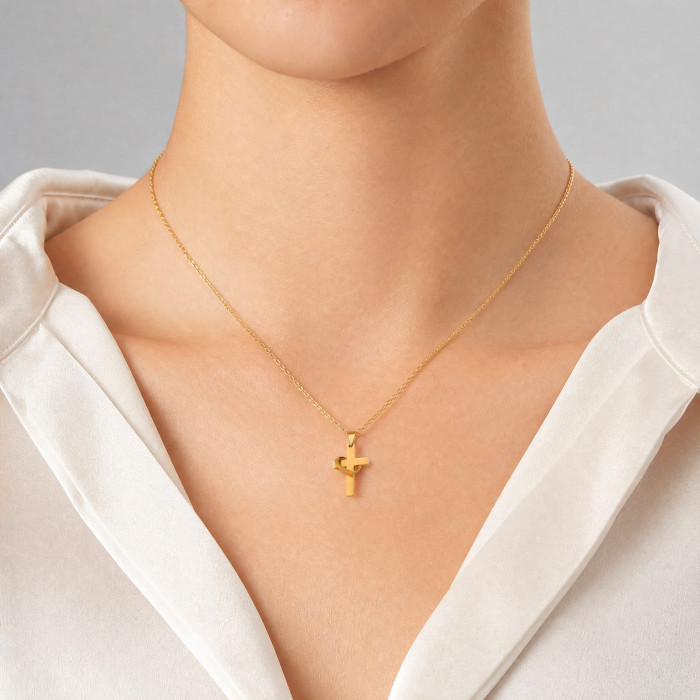 Wholesale Stainless Steel Heart Cross Pendant Necklace