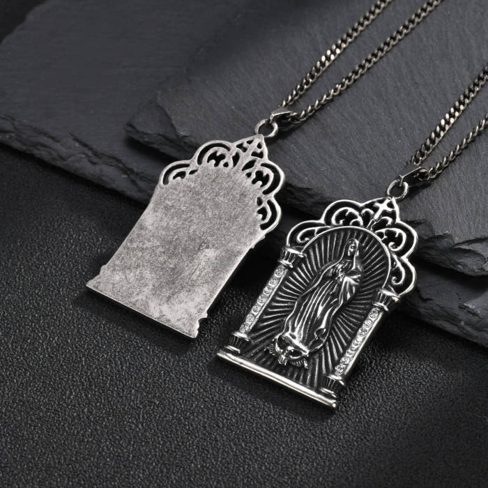 Wholesale Stainless Steel Antique Virgin Mary Pendant Necklace