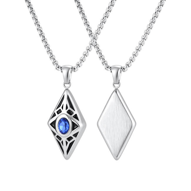Wholesale Stainless Steel Geometric Blue CZ Pendant