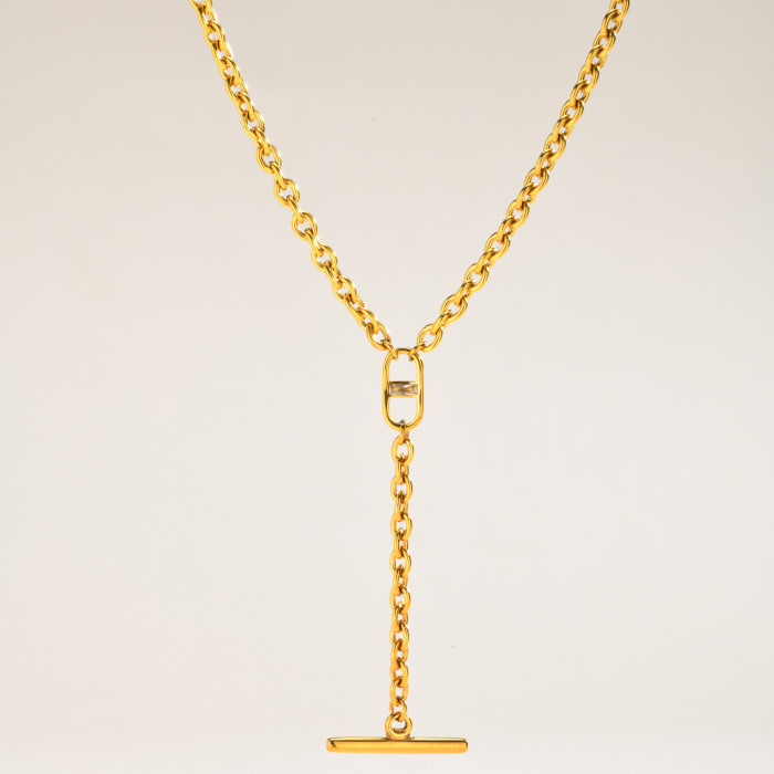 Wholesale Gold Stainless Steel Toggle Bar Lariat Necklace