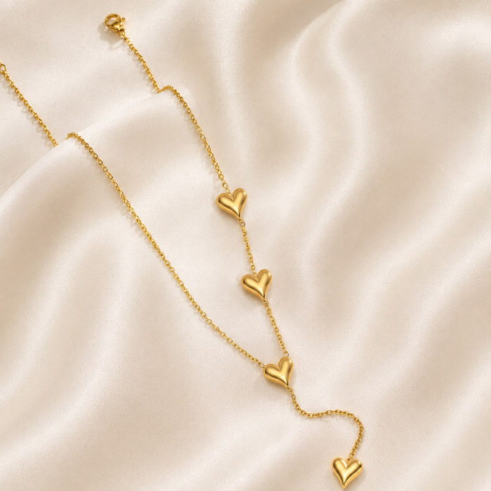 Wholesale Stainless Steel Multi-Heart Y Necklace