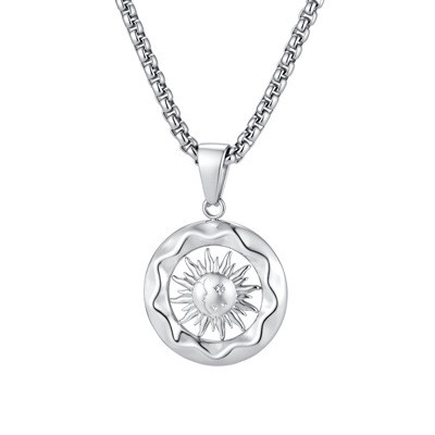 Wholesale Stainless Steel Sun and Moon Round Pendant